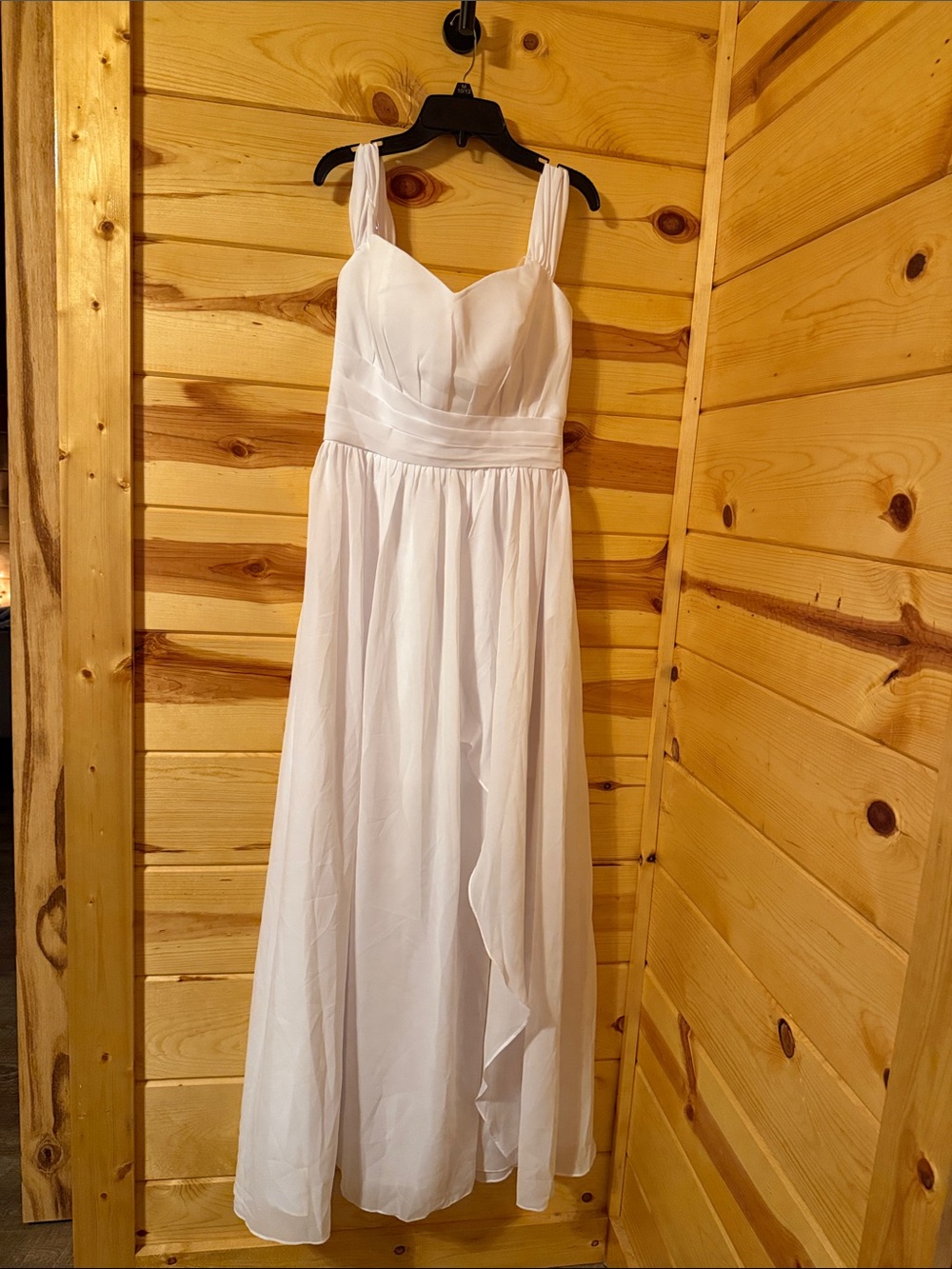 Classic White Chiffon Maxi Dress with Pleated Waist